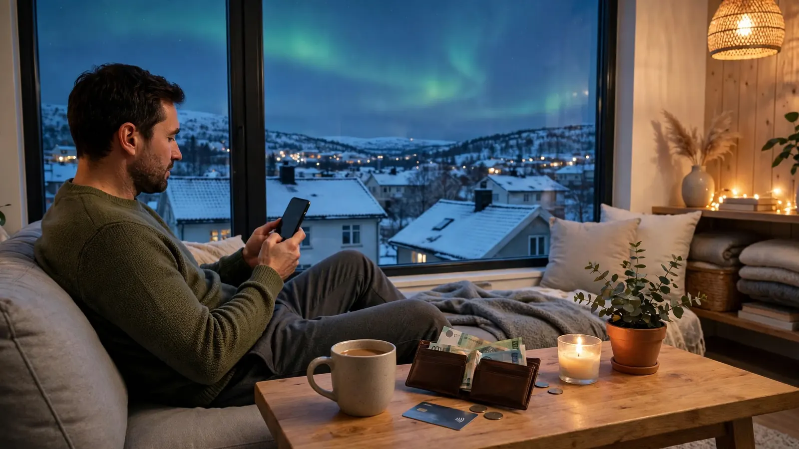 Nordmann betaler med mobilen hjemme i Norge